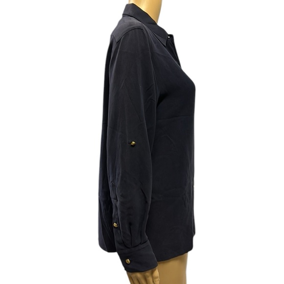 Silk Lauren Ralph Lauren Button Up Long Roll Tab Sleeve Embroidered Crest Shirt - Picture 5 of 9